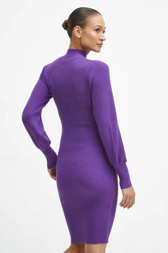 Sukienka damska prążkowana midi w stylu casual kolor fioletowy 50 % Wiskoza, 26 % Poliamid, 24 % Poliester