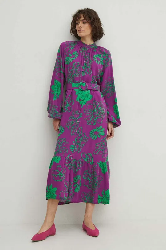 multicolor Sukienka damska midi wzorzysta kolor multicolor Damski