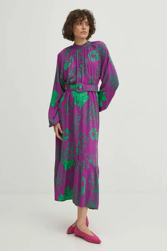 multicolor Sukienka damska midi wzorzysta kolor multicolor