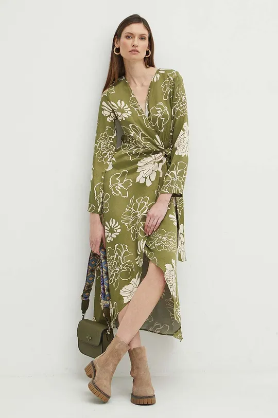 Šaty dámska maxi so vzorom zelená farba zelená