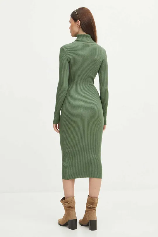Sukienka damska midi prążkowana kolor zielony 49 % Wiskoza, 30 % Poliester, 21 % Poliamid