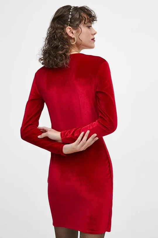 Šaty dámska červená farba 95 % Polyester, 5 % Elastan