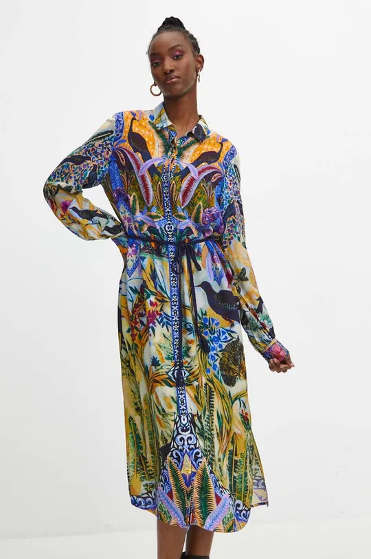 Sukienka damska midi z kolekcji Medicine x Veronika Blyzniuchenko kolor multicolor multicolor