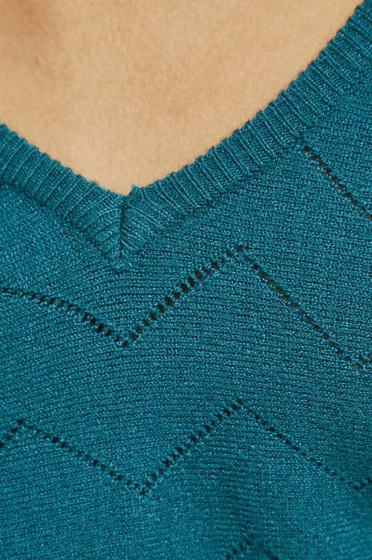 Sweter damski z fakturą kolor zielony Damski