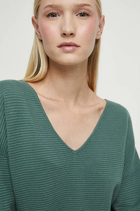 Sweter damski z fakturą kolor zielony RW23.SWD032 turkusowy