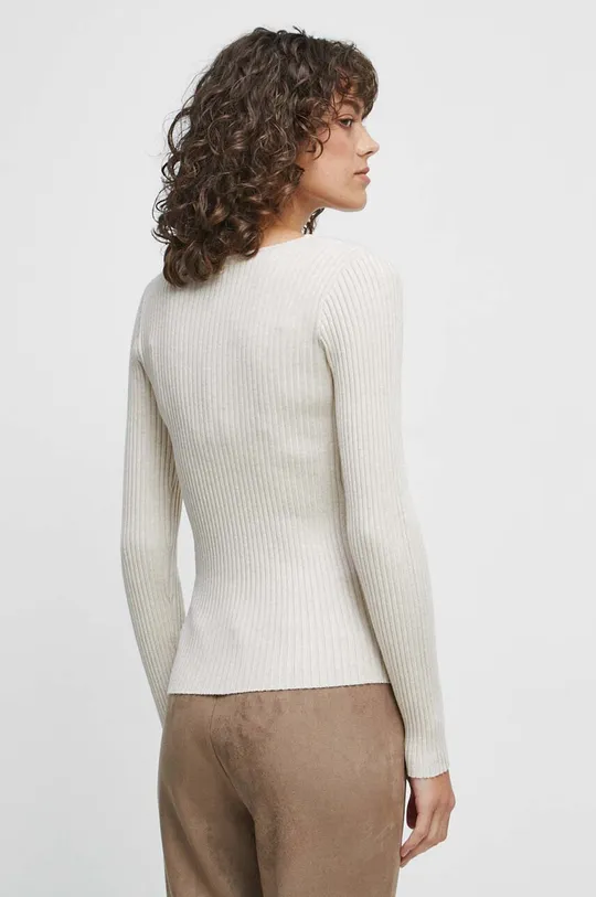 Sweter damski prążkowany kolor beżowy 70 % Wiskoza, 30 % Poliamid