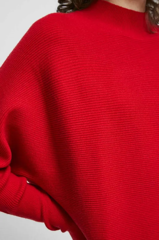 Sweter damski prążkowany kolor czerwony Damski