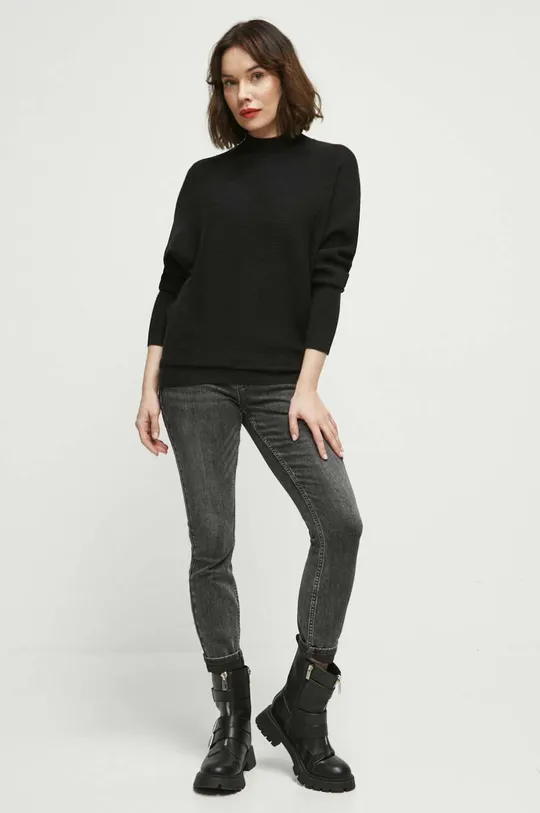 Sweter damski prążkowany kolor czarny czarny