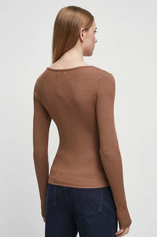 Sweter damski prążkowany kolor beżowy 70 % Wiskoza, 30 % Poliamid