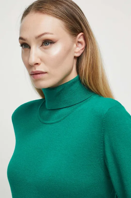 turkusowy Sweter damski gładki kolor zielony