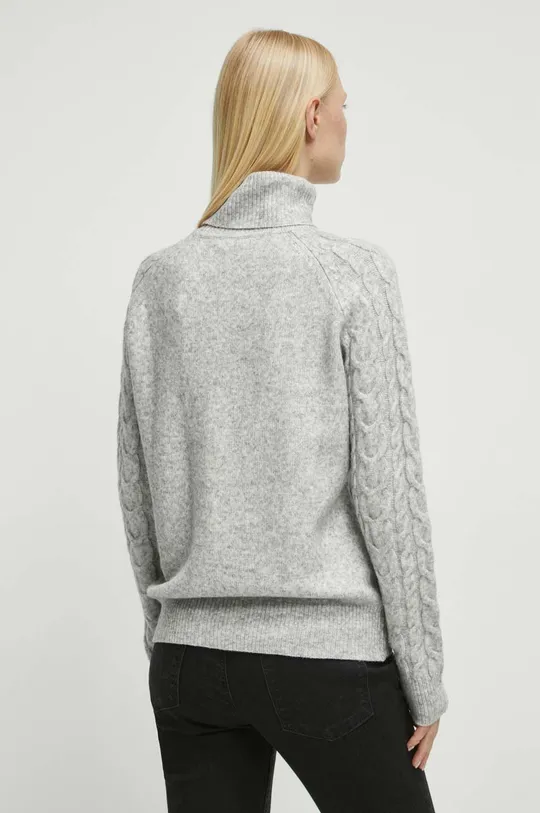 Sweter z domieszką wełny damski kolor szary 54 % Poliamid, 38 % Akryl, 8 % Wełna