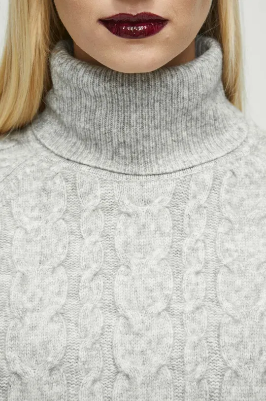 Sweter z domieszką wełny damski kolor szary Damski