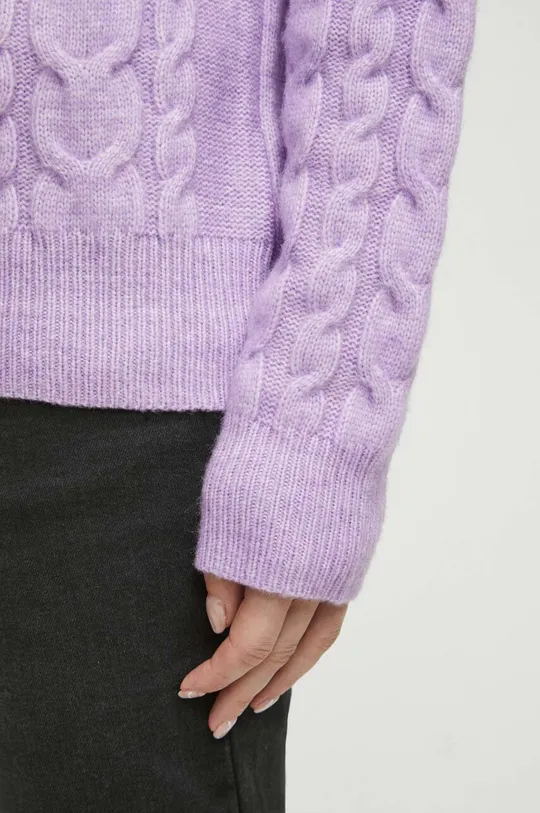 Sweter z domieszką wełny damski kolor fioletowy Damski
