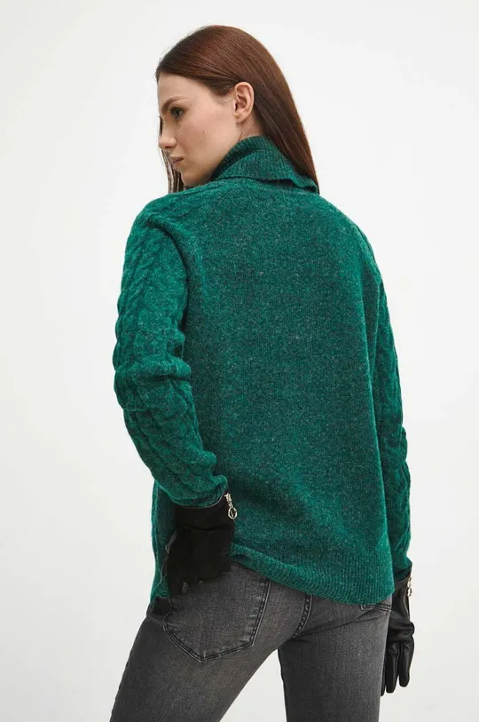 Sweter z domieszką wełny damski kolor zielony 54 % Poliamid, 38 % Akryl, 8 % Wełna