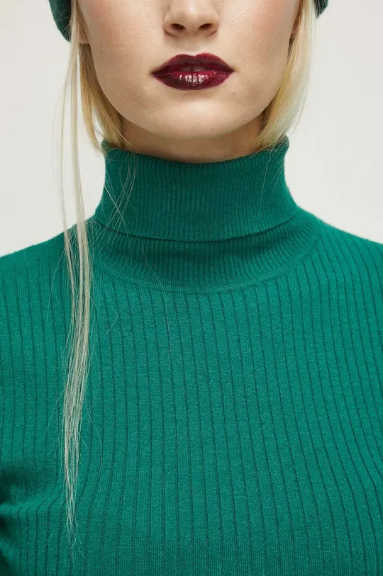 Sweter damski prążkowany kolor zielony Damski