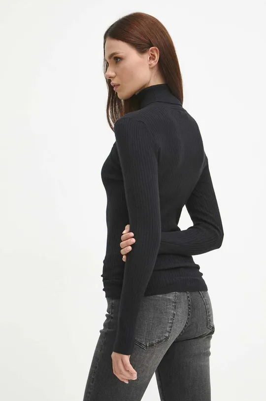 Sweter damski prążkowany kolor czarny 52 % Wiskoza, 28 % Poliester, 20 % Poliamid