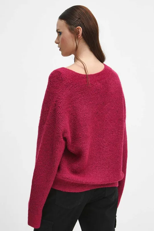 Sweter damski gładki kolor różowy 73 % Akryl, 24 % Poliester, 3 % Elastan