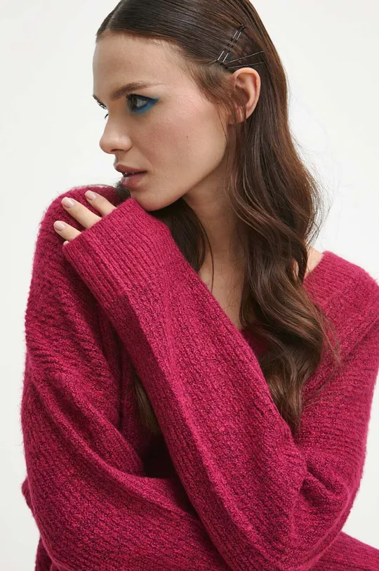 różowy Sweter damski gładki kolor różowy