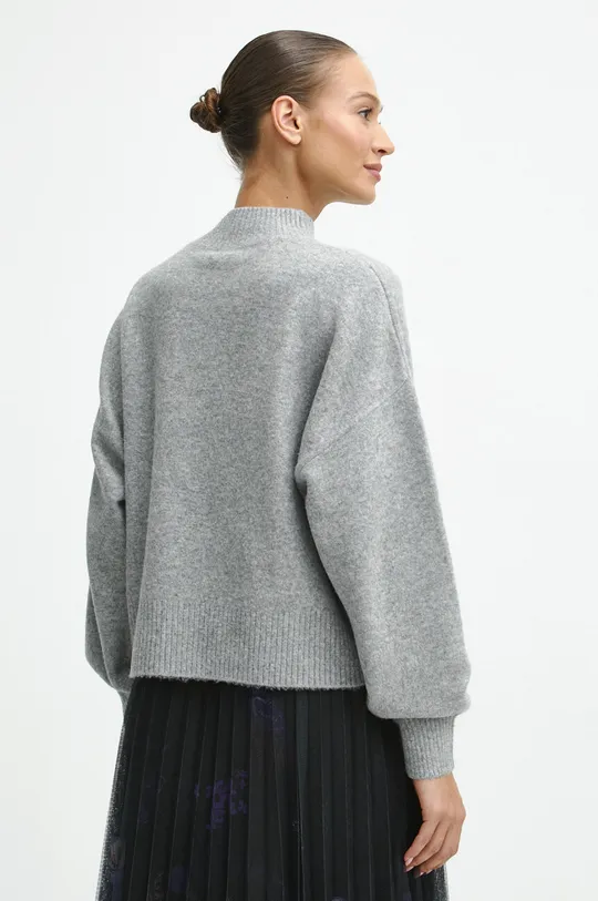 Sweter z domieszką wełny damski kolor szary 60 % Akryl, 32 % Poliester, 5 % Wełna, 3 % Elastan
