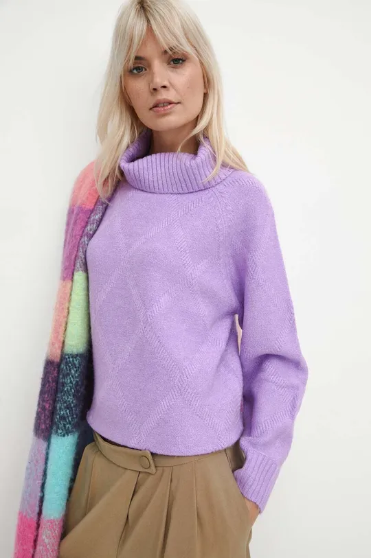 fioletowy Sweter damski z fakturą kolor różowy Damski