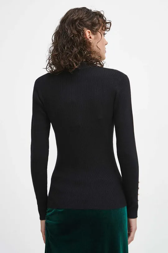 Sweter damski prążkowany kolor czarny 50 % Wiskoza, 26 % Poliamid, 24 % Poliester 