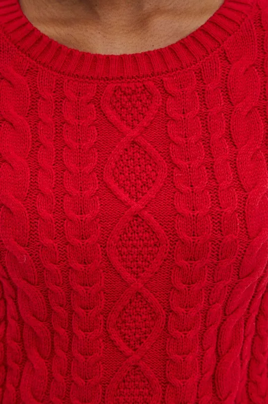 Sweter damski z fakturą kolor czerwony Damski