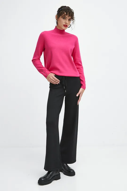Sweter damski gładki kolor różowy 51 % Wiskoza, 29 % Poliamid, 20 % Poliester 
