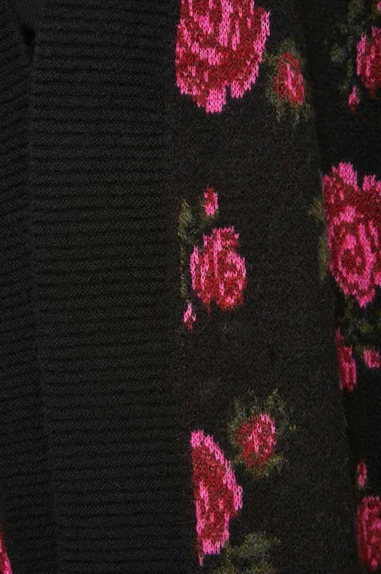Kardigan damski w kwiaty kolor czarny Damski