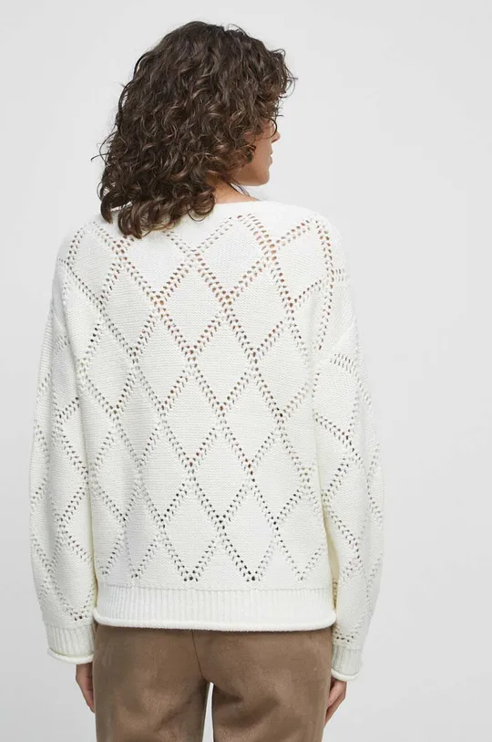 Sweter damski z fakturą kolor beżowy 80 % Akryl, 20 % Poliamid