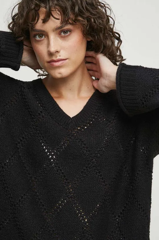 Sweter damski z fakturą kolor czarny Damski
