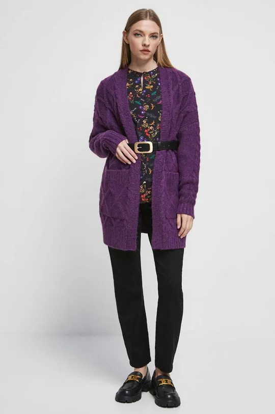 Sweter damski z fakturą kolor fioletowy fioletowy