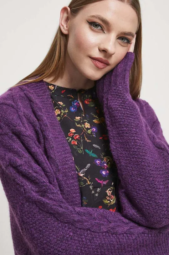 fioletowy Sweter damski z fakturą kolor fioletowy