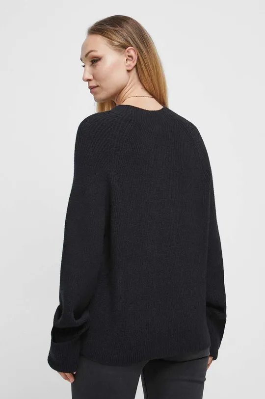 Sweter damski prążkowany kolor czarny 50 % Wiskoza, 26 % Poliamid, 24 % Poliester