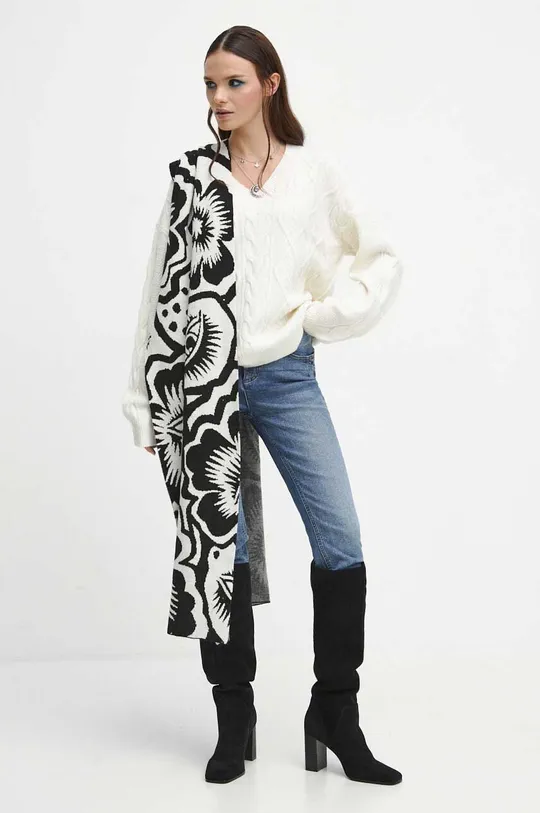 Sweter z domieszką wełny damski kolor beżowy beżowy