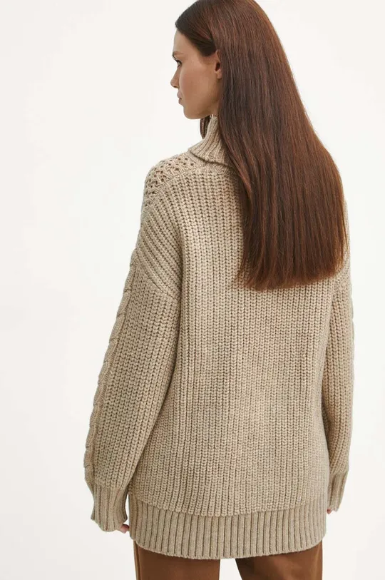 Sweter damski z fakturą kolor beżowy 84 % Akryl, 10 % Poliamid, 6 % Poliester