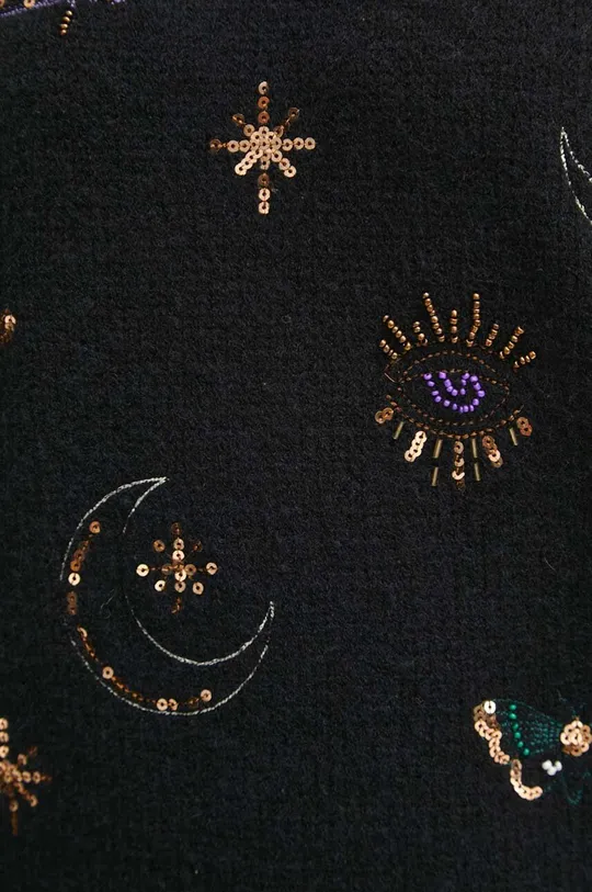 Sweter damski z ozdobną aplikacją kolor czarny Damski