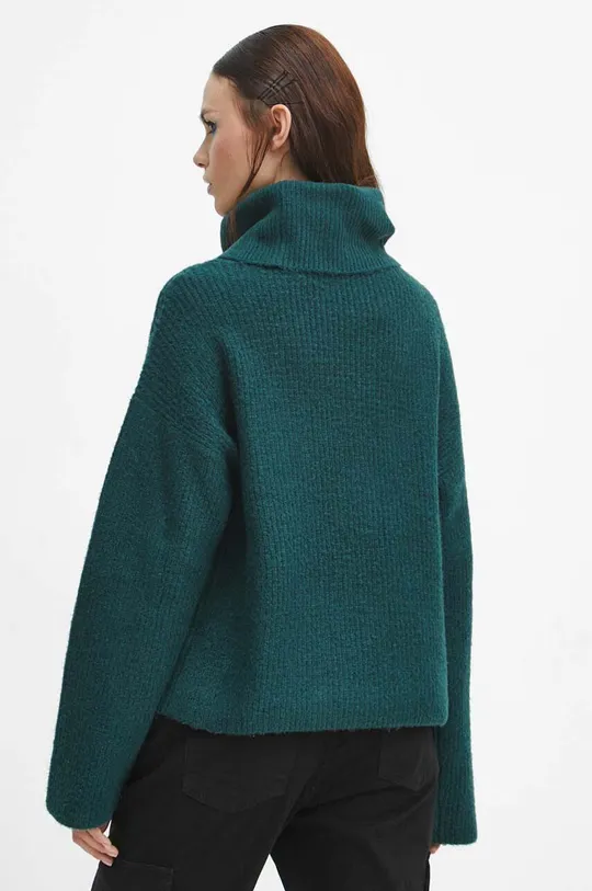 Sweter z domieszką wełny damski gładki kolor turkusowy 60 % Akryl, 32 % Poliester, 5 % Wełna, 3 % Elastan