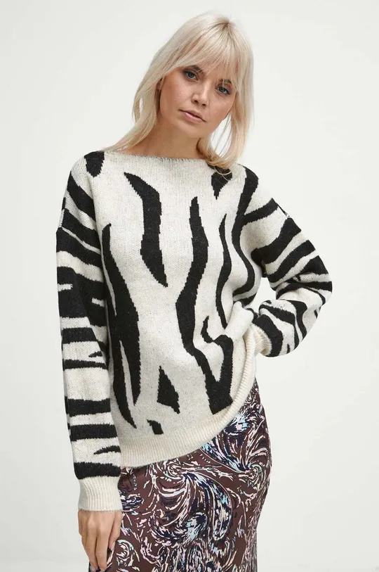 multicolor Sweter damski wzorzysty kolor multicolor Damski