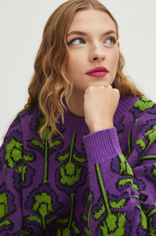 multicolor Sweter damski wzorzysty kolor multicolor Damski