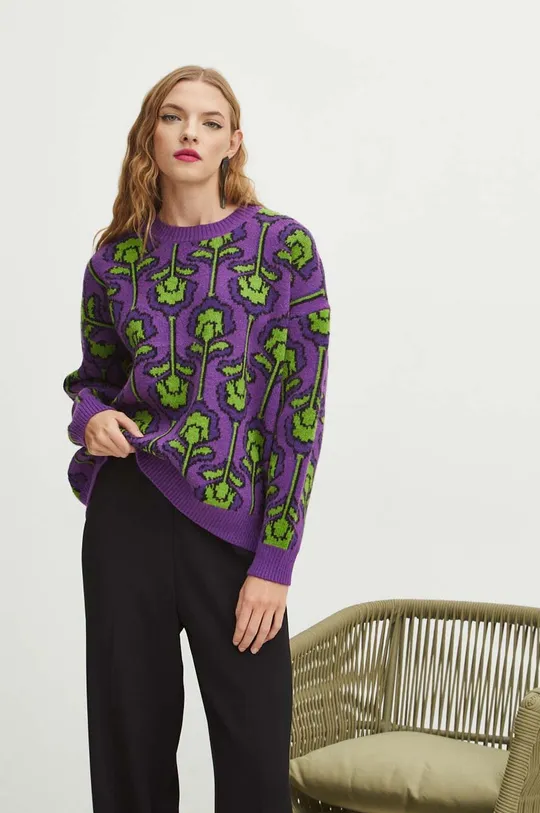 Sweter damski wzorzysty kolor multicolor multicolor