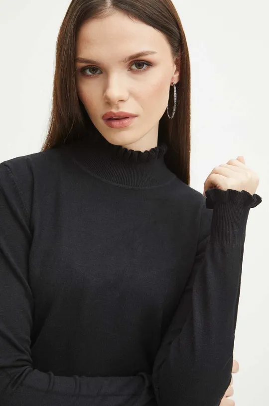 czarny Sweter damski gładki kolor czarny Damski