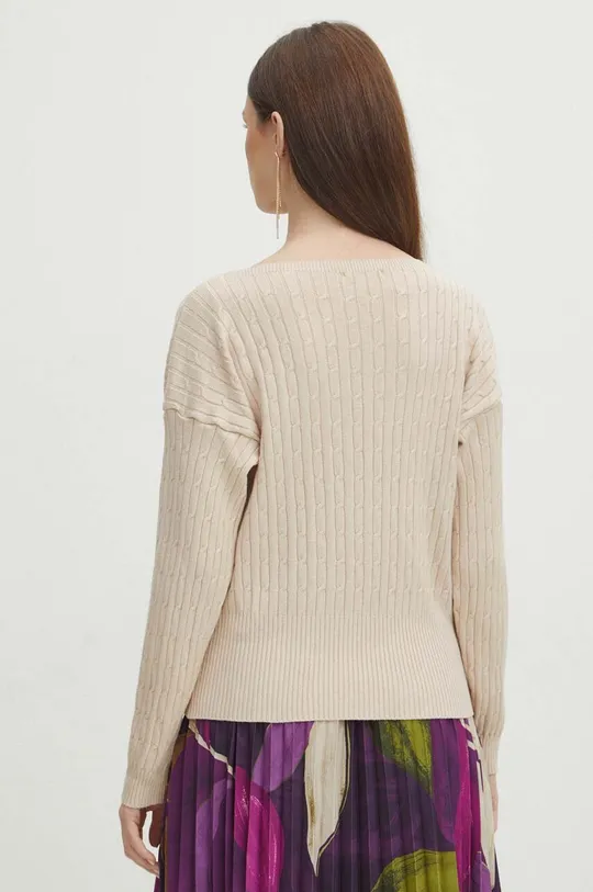 Sweter damski z fakturą kolor beżowy 52 % Wiskoza, 26 % Poliester, 22 % Poliamid