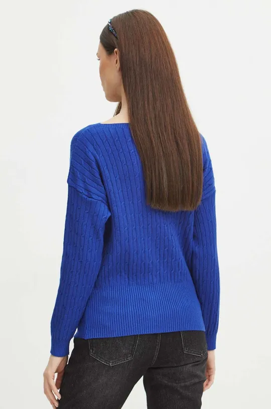 Sweter damski z fakturą kolor niebieski 52 % Wiskoza, 26 % Poliester, 22 % Poliamid