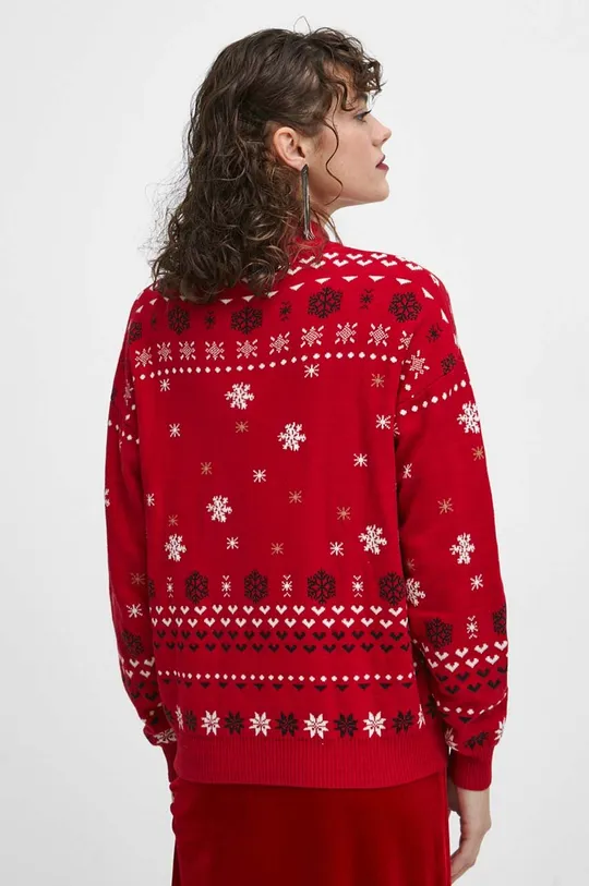 Sweter damski z motywem świątecznym kolor czerwony 60 % Bawełna, 40 % Akryl