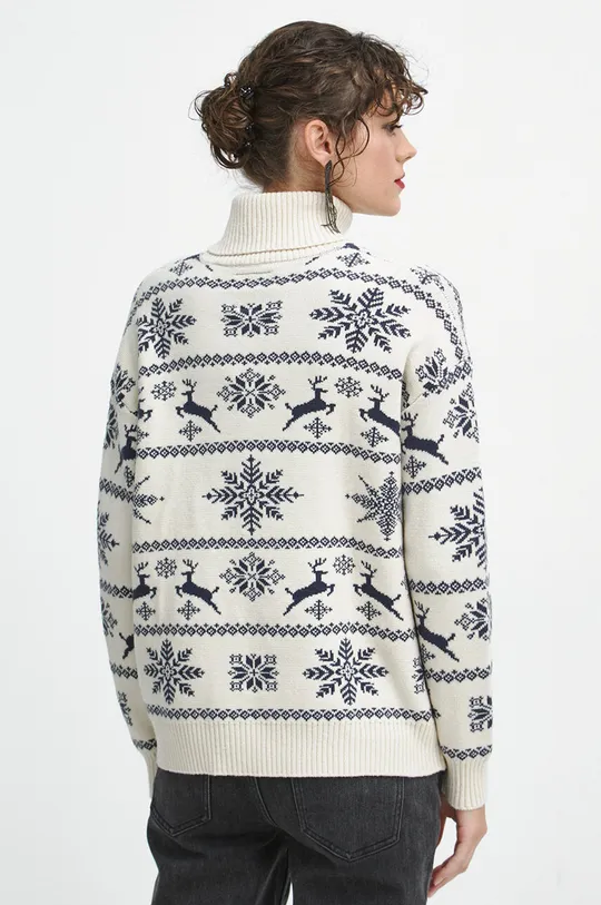 Sweter damski z motywem świątecznym kolor beżowy 52 % Wiskoza, 28 % Poliester, 20 % Poliamid