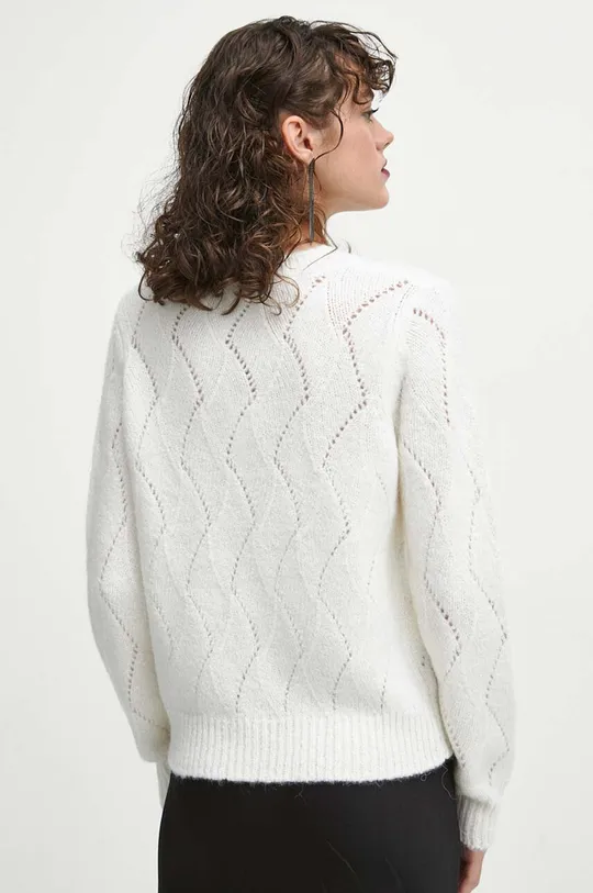 Sweter damski z domieszką wełny kolor beżowy 56 % Akryl, 25 % Poliamid, 11 % Wełna, 6 % Alpaka, 2 % Elastan