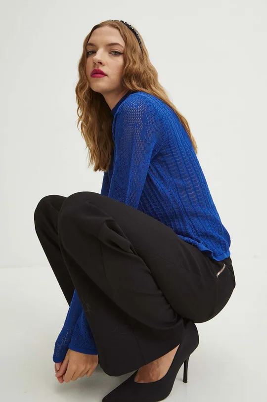 Sweter damski ażurowy kolor niebieski Damski