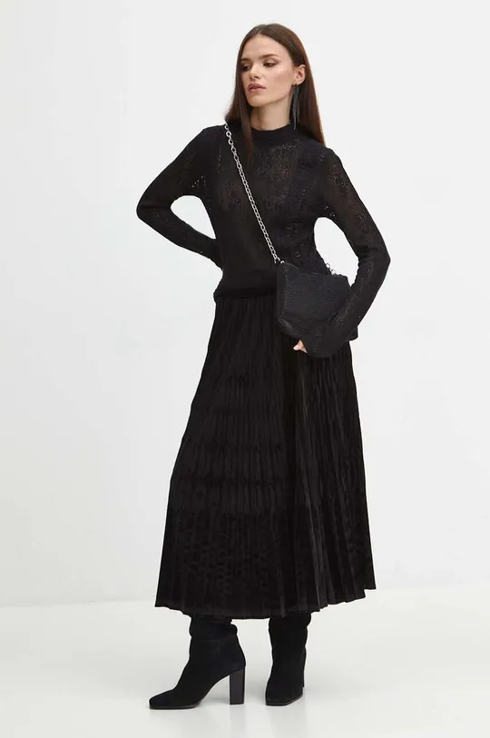 Sweter damski ażurowy kolor czarny czarny