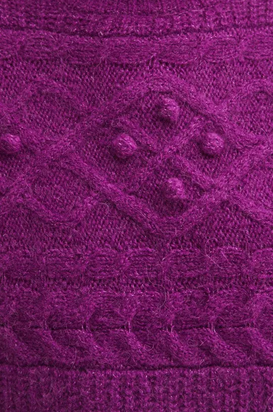 Sweter z domieszką wełny damski z fakturą kolor różowy Damski