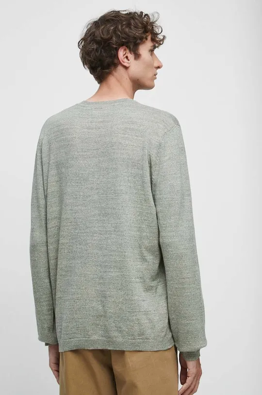 Sweter bawełniany męski z melanżowej dzianiny kolor zielony 100 % Bawełna